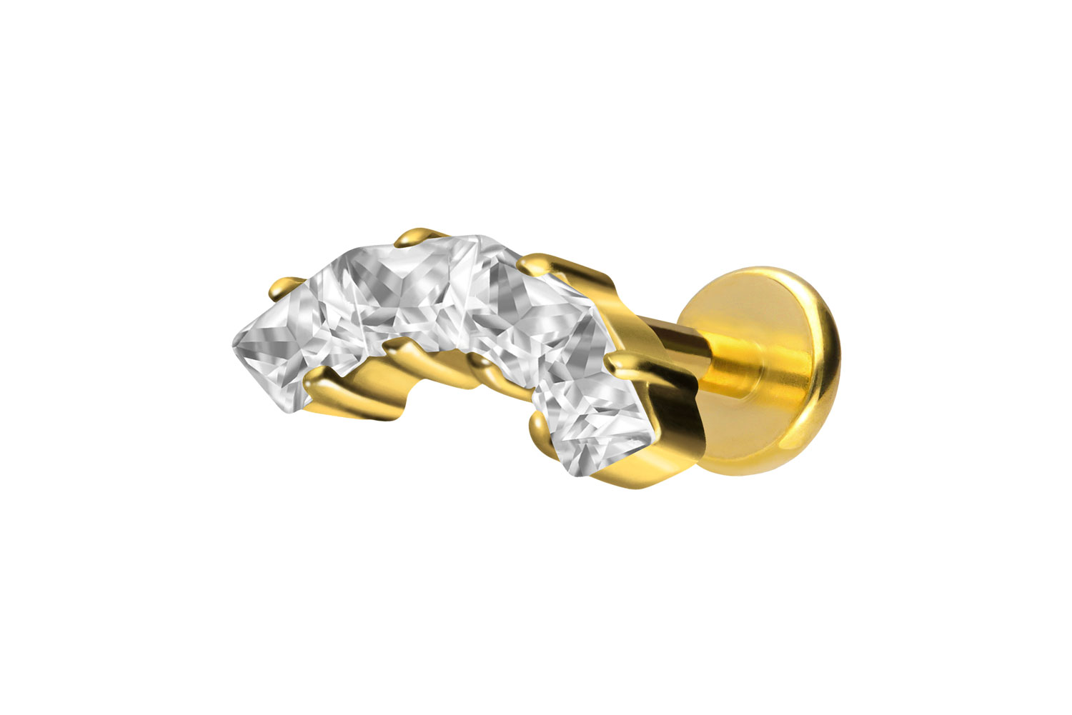 Titan Labret Piercing mit Push Fit EINGEFASSTE KRISTALLTRAPEZE